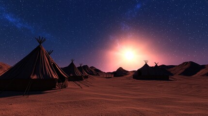 Desert Night Sky with Tents