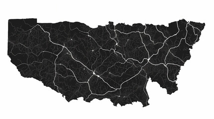 Map of winston county in mississippi state on white background. single county map highlighted by black colour on mississippi map. united states of america, us. Windstone. Illustration