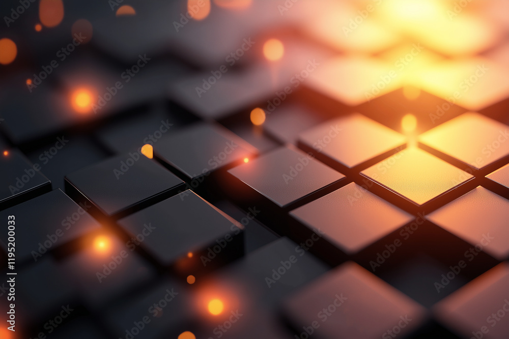 Poster black abstract background with glowing blocks and soft light reflections creates modern and dynamic 