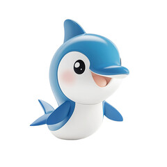 Playful dolphin toy children's room 3d model bright colors front view imaginative design for kids