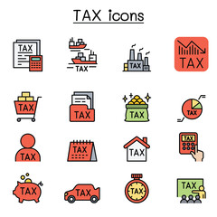 Tax icons set in thin line style