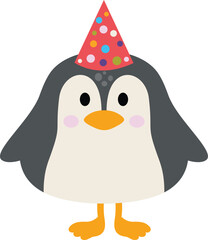Cute funny happy birthday penguin