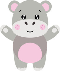 Cute little hippo isolated on white