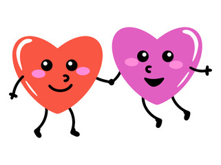 Valentine Heart Couple Cartoon Illustration
