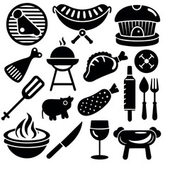 set of meat and vegetables