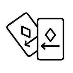 card shuffling icon, card shuffling line art - simple line art of card shuffling, perfect for card shuffling logos and icons and themed design 