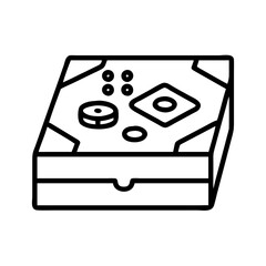 game night pizza box icon, game night pizza box line art - simple line art of game night pizza box, perfect for game night pizza box logos and icons and themed design 