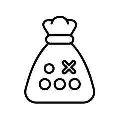 game piece bag icon, game piece bag line art - simple line art of game piece bag, perfect for game piece bag logos and icons and themed design 