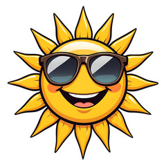 Cartoon-Style Happy Sun Wearing Sunglasses