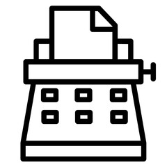 Typewriter Sheet Writing Line Icon