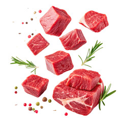 raw beef steak floating on a transparent background 