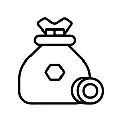 token bag draw icon, token bag draw line art - simple line art of token bag draw, perfect for token bag draw logos and icons and themed design 