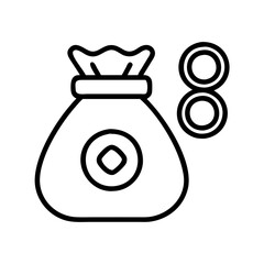 token bag draw icon, token bag draw line art - simple line art of token bag draw, perfect for token bag draw logos and icons and themed design 