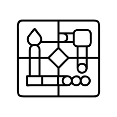 vintage board game icon, vintage board game line art - simple line art of vintage board game, perfect for vintage board game logos and icons and themed design 