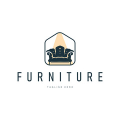 Obraz premium home furniture logo design simple black silhouette concept sofa chair illustration symbol