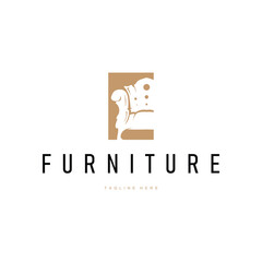 home furniture logo design simple black silhouette concept sofa chair illustration symbol