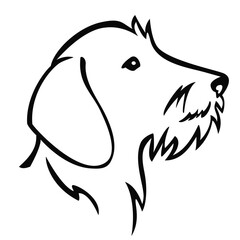 Dachshund Dackel Dog Head Side View Isolated Vector Line Art