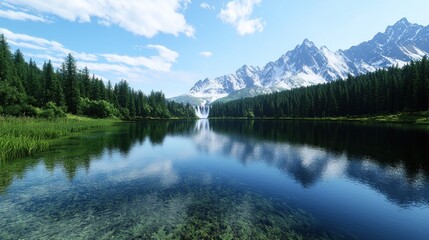 Fototapeta premium Serene Mountain Lake Reflection