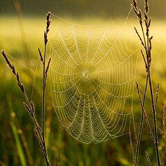 spider web with dew
