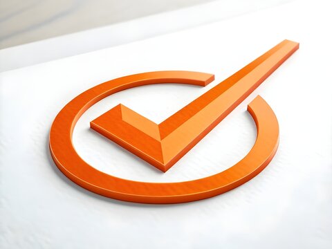 orange chake mark isolated on white background.