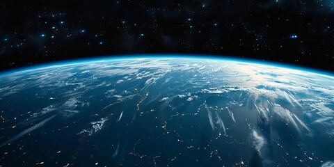 Obraz premium A stunning view of Earth from space, showcasing the planet's atmosphere and surface details.