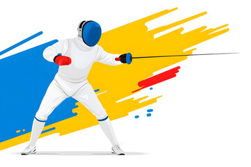 Fototapeta premium Silhouette of a fencing sports person. Flat illustration isolated on white background