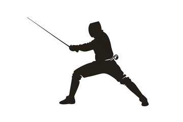 Obraz premium Silhouette of a fencing sports person. Flat illustration isolated on white background