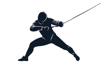 Obraz premium Silhouette of a fencing sports person. Flat illustration isolated on white background