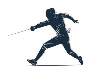 Silhouette of a fencing sports person. Flat illustration isolated on white background