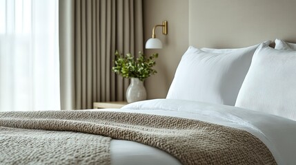 Modern Bedroom Interior Design with Plush Bedding and Elegant Decor Elements