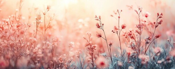 Colorful wildflowers bloom in a tranquil field during golden hour