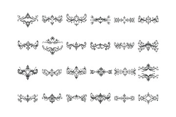 Fototapeta premium Elegant Vintage Dividers and Ornaments: Ornate Swirls, Calligraphic Borders, and Classic Decorative Elements