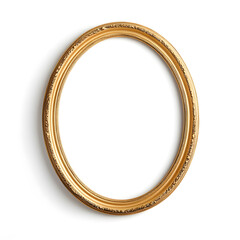 Obraz premium Antique gold circle picture frame, vintage antique golden frame mock up isolated on white background.