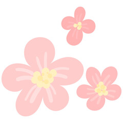 Spring sakura cherry blooming flowers bouquet. Isolated realistic pink petals, blossom, branches, leaves vector set. Design spring tree illustration