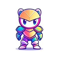 Epic adventure of a colorful bear knight fantasy realm digital art vibrant environment playful perspective unique character design