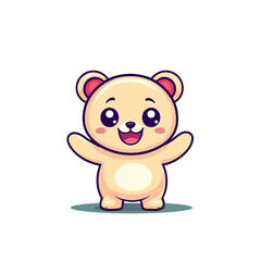 Naklejka premium Cheerful cartoon bear character playful scene digital art bright colors whimsical mood
