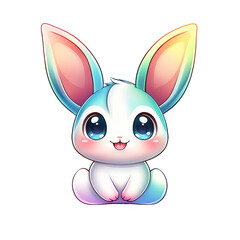 Fototapeta premium Playful cartoon rabbit character digital artwork colorful fantasy environment whimsical viewpoint