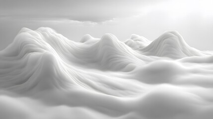 Abstract White Clouds with Soft Peaks and Gentle Curves in Background