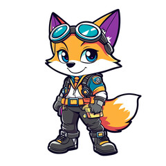 Playful cartoon fox character in urban setting digital art whimsical environment fun concept