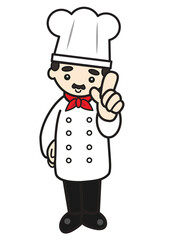 指さしポーズのシェフ全身