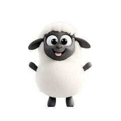 Playful cartoon sheep character studio setting digital illustration bright background whimsical design concept