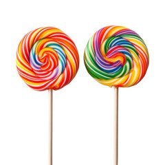 Delightful Duo of Rainbow Swirl Lollipops: A Sweet Treat Photography