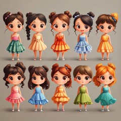 Cute Stylish Girls in Colorful Dresses Collection