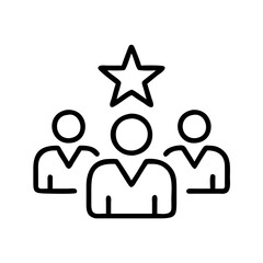 Professional team icon featuring individuals with a star symbolizing expertise and high rating