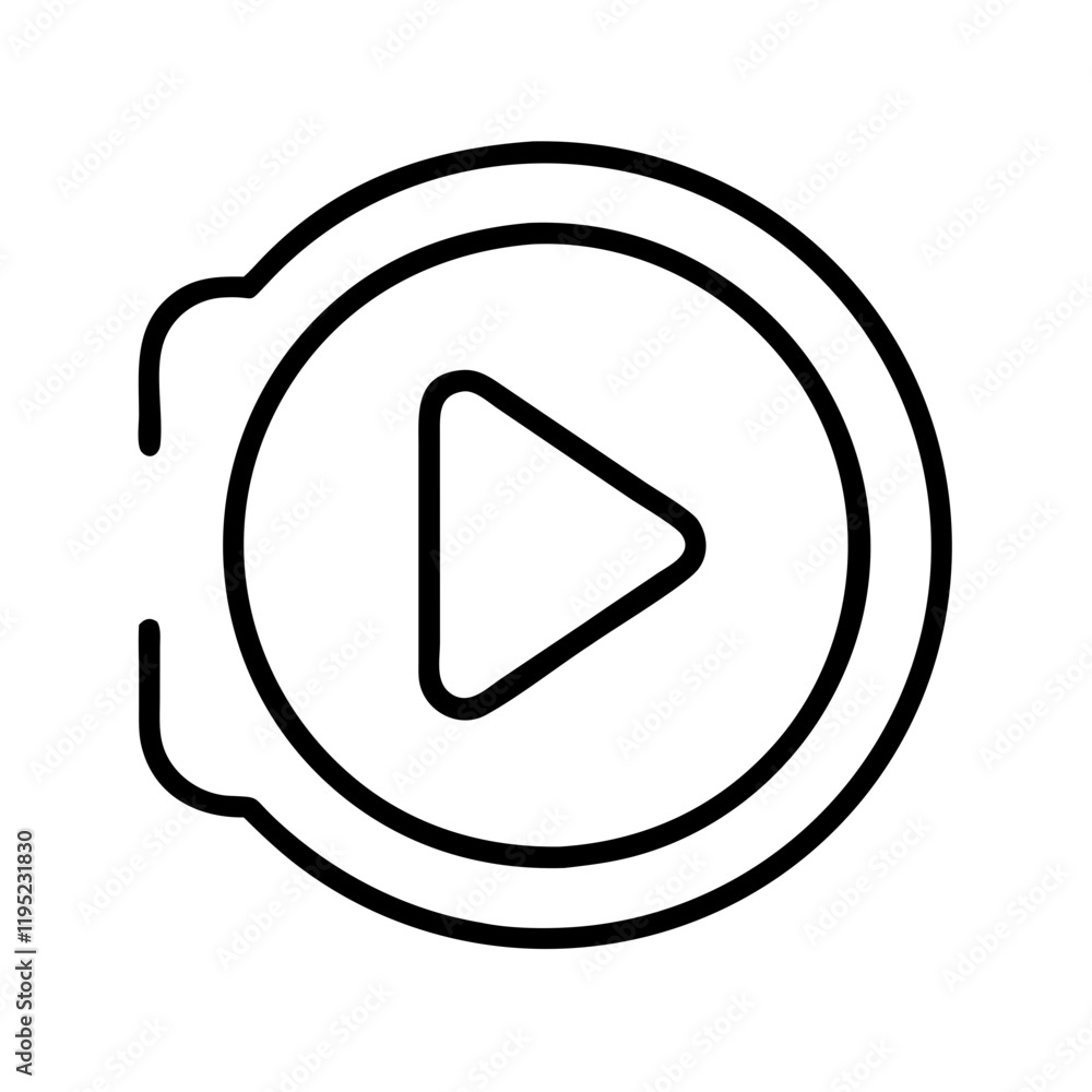 Poster video play button icon for multimedia content in website and mobile application interface