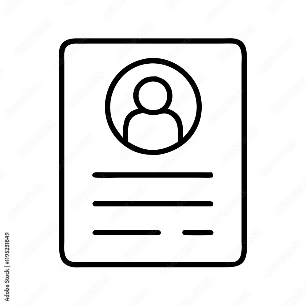 Poster analytics icon featuring profile document for target audience analysis in business