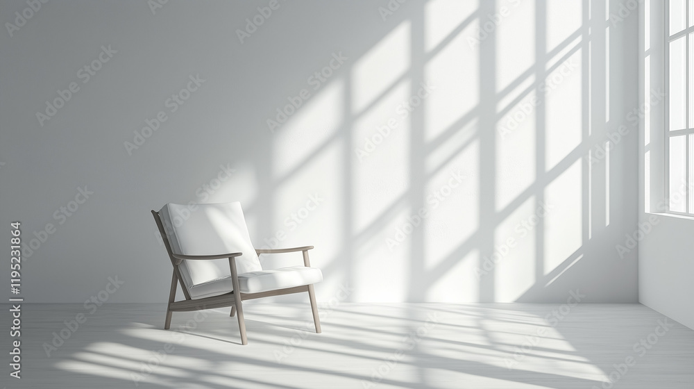 Leinwandbilder minimalist scandinavian interior with bright sunlight streaming through a large window onto an isola