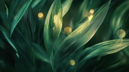Fototapeta premium Green leaves bokeh light. Generative AI