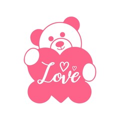 Love teddy bear design on plain white transparent isolated background for card, shirt, hoodie, sweatshirt, apparel, tag, mug, icon, poster or badge