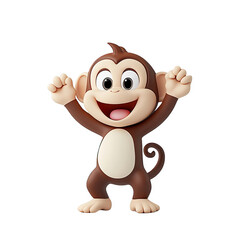 Naklejka premium Playful cartoon monkey character cheerful expression digital art animated viewpoint fun concept
